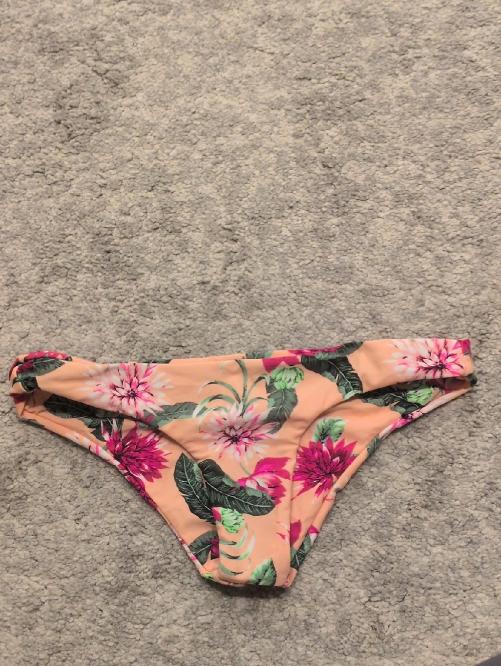 Tori Praver Tropical Floral Peach Bikini Bottoms - Pink & Green